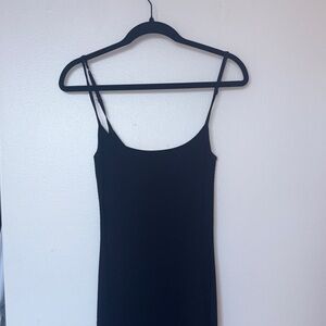 SKIMS Black Strapless-Look Slip Dress with Thin Straps